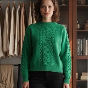 Urban Outfitters Austin Green Cable Knit Sweater